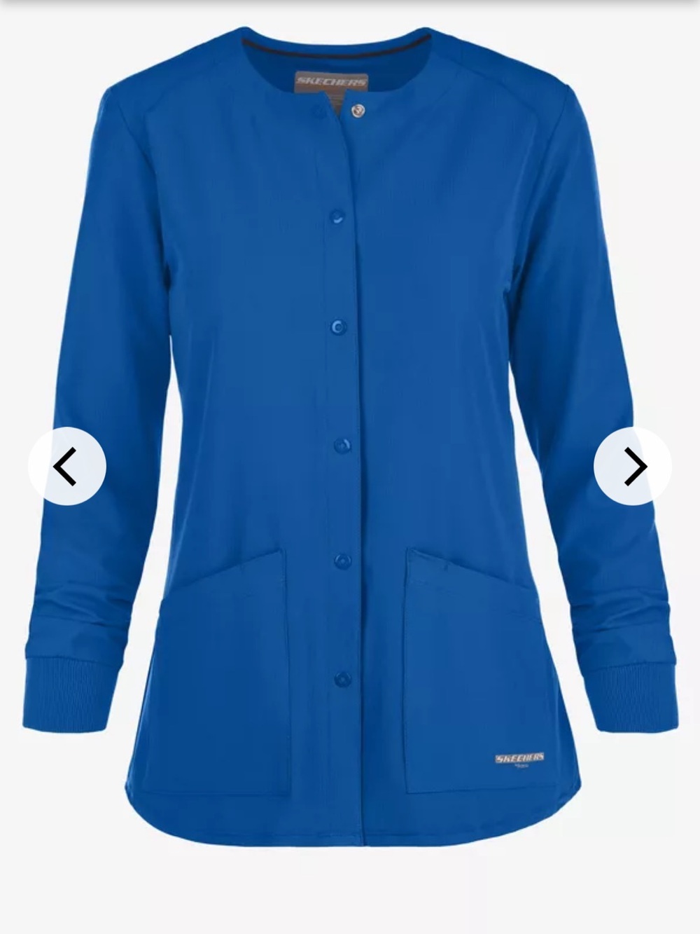 Skechers Women's Cobalt Blue Button-Front Scrub Jacket